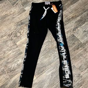 Superdry Black Joggers with Blue & Gray Camouflage Side Panels